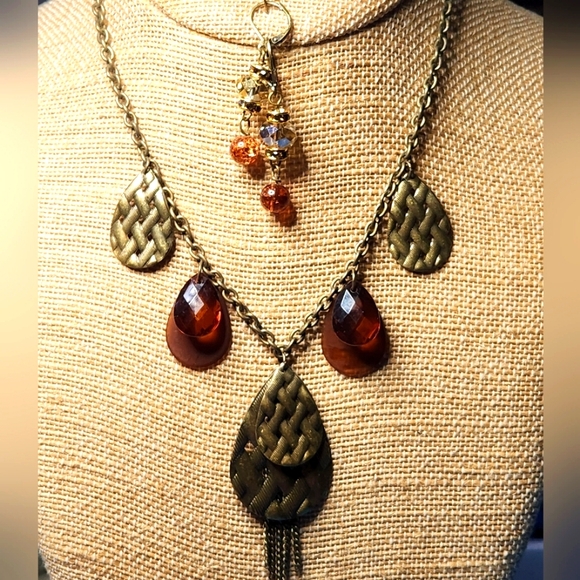Jewelry - One of a kind Vintage Amber Necklace and Earrings Set